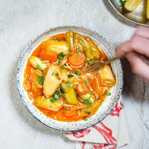 تره فرنگی سرخ شده (تره فرنگی با روغن زیتون)