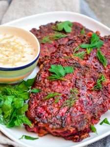 سوخاری چغندر با سس تاهینی